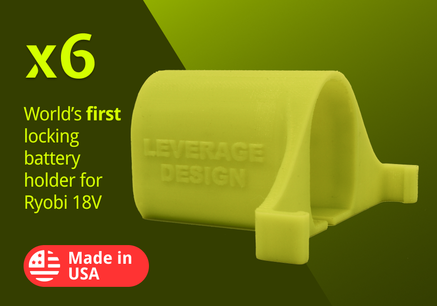 LOCKING! 6 Pack: Ryobi 18V ONE+ Battery Mounts / Hangers / Holders MADE IN USA