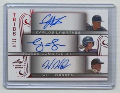2023 Leaf Trinity Carlos Lagrange George Lombard Jr Will Warren Trios Auto #8/10