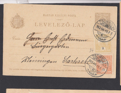 ZC134/ Ungarn Ganzsache Zusatz oo Zsombolya (Rumänien)