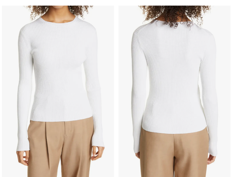 

NWD VINCE Белый свитер из смеси шерсти и хлопка в рубчик с круглым вырезом, МАЛЕНЬКИЙ 4/6, Цвет слоновой кости