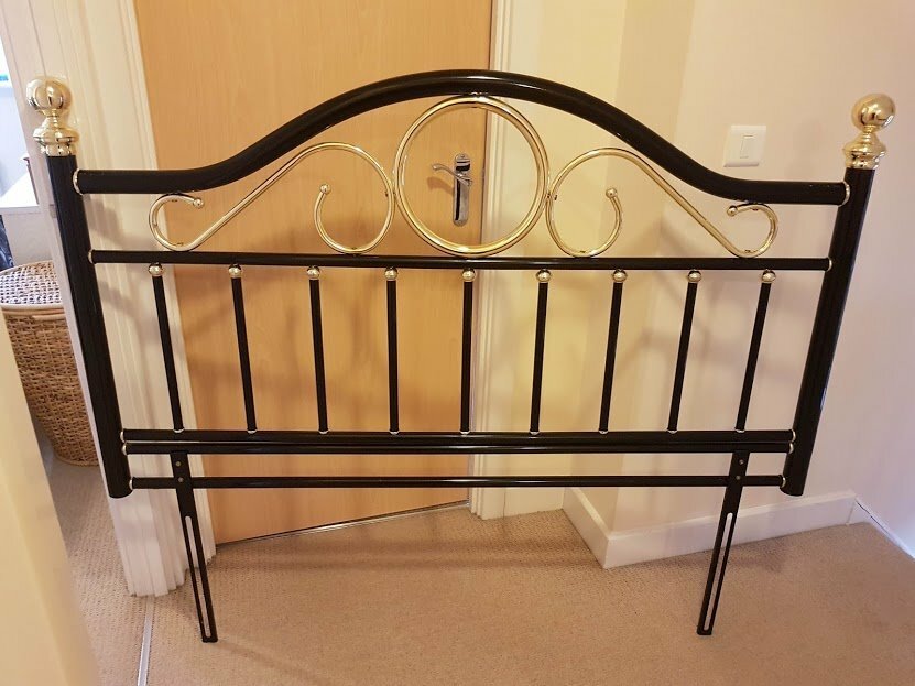 King size black & gold metal headboard in Dibden Purlieu, Hampshire