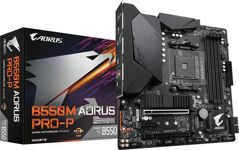  GigaByte B550M Aorus Pro-P AMD Ryzen AM4 RGB Motherboard PCIe 4.0 OC schwarz