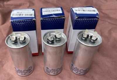  LOT (3)PW- 50 MFD uf 370 or 440 Volt Dual Run Round Capacitor