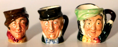 Royal Doulton Trio of Miniature Mini Toby Mug Jug Weller/Micawber/Gamp Set of 3