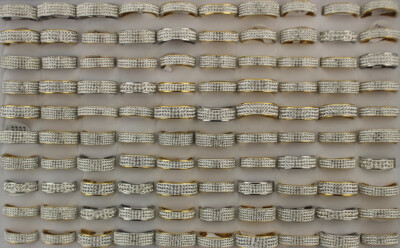 Wholesale Rings Lots 32pcs Mixed Style Mens Full Rhinestone Stainless Steel Ring