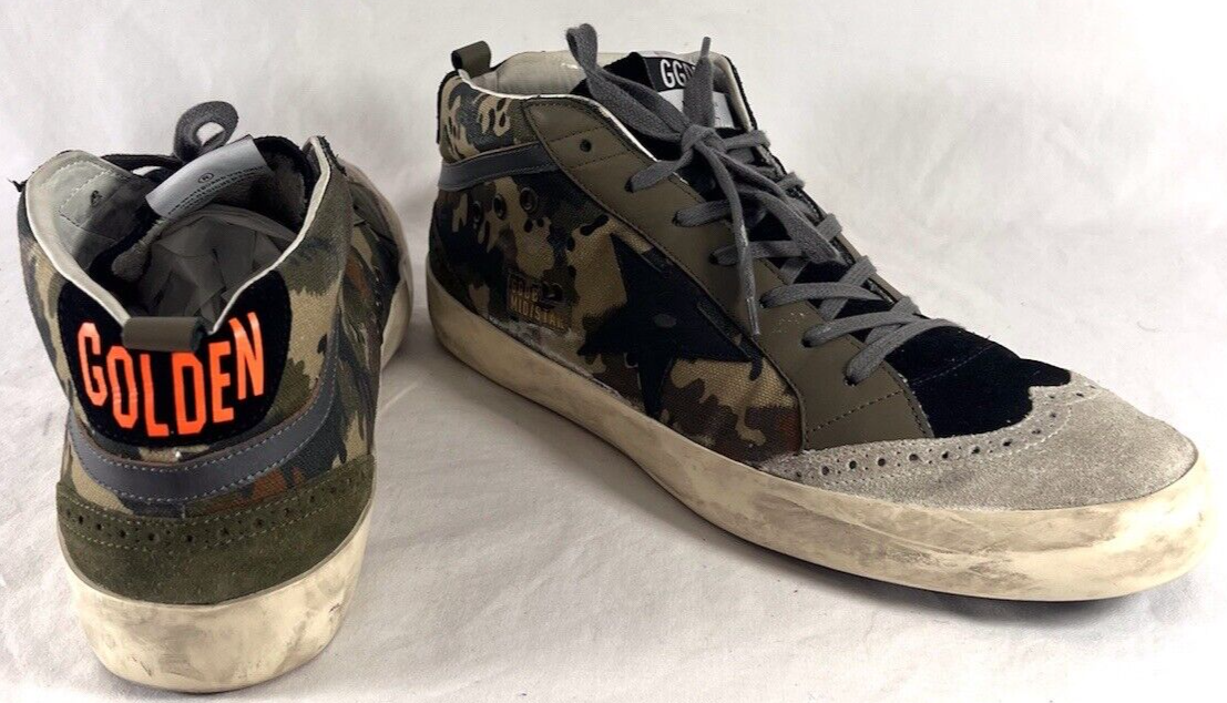 GOLDEN GOOSE Mid/Star Canvas Camouflage Sneakers Made in Italy Marked as 46-13US
