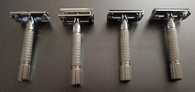 Lot Of 4 Vintage Look Stainless Steel Handheld Razor Easy To Use Easy To Clean.