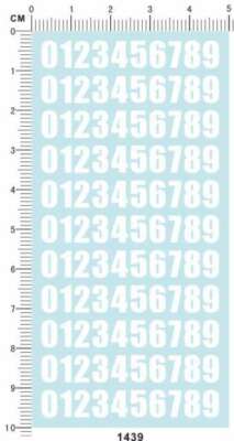 White Different Scale Size Fonts 01 0-9 Numbers Model Kit Water Slide Decal