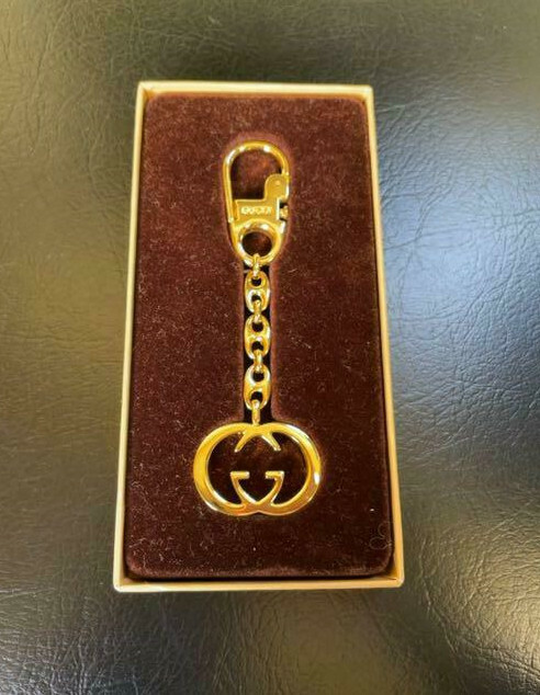 GUCCI Original Gold color Key holder Key Ring Charm wz/Box