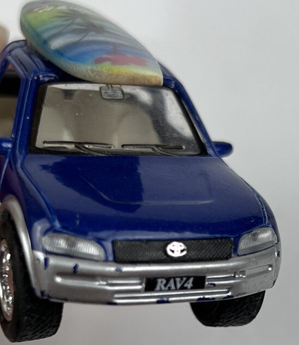 Kinsmart Toyota RAV 4 Cabriolet with Surfboard Diecast Car - Blue and Silver