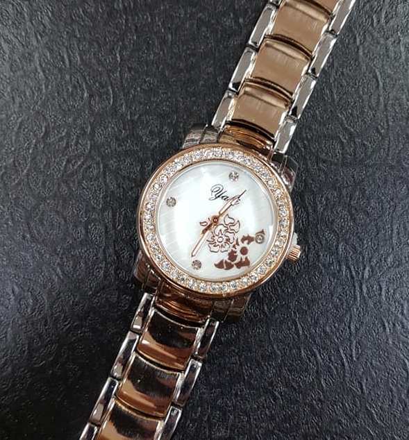 Orologio Polso Yaki Flowers Donna Analogico Quarzo Silver Rosa Brillantato lac
