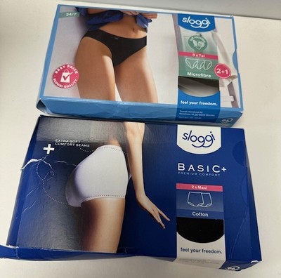 Bundle Of Sloggi Women's Basic + Tai Briefs, Black, UK 20, New, Box Damaged