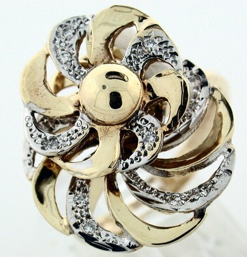 Pre-owned Gems4me Motion Ring Dual Fan Of 14k Gold And Diamonds - Fl867