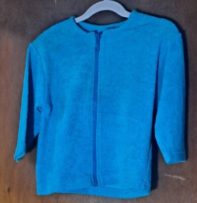 Vtg Petit Boy Turquoise French Terry Toddler Zip Jkt 2 yrs Made in France NWT