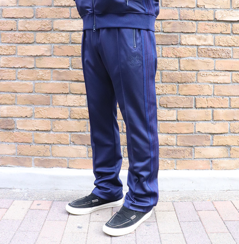 Needles Narrow Track pant poly smooth Navy Charcoal Tokyo