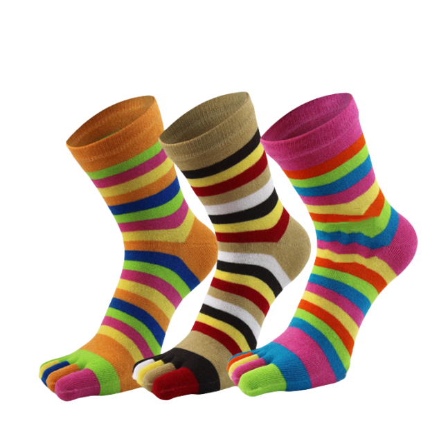 5 Pairs Five Finger Toe Solid Sport Casual Ankle Classic Women Crew Cotton Socks