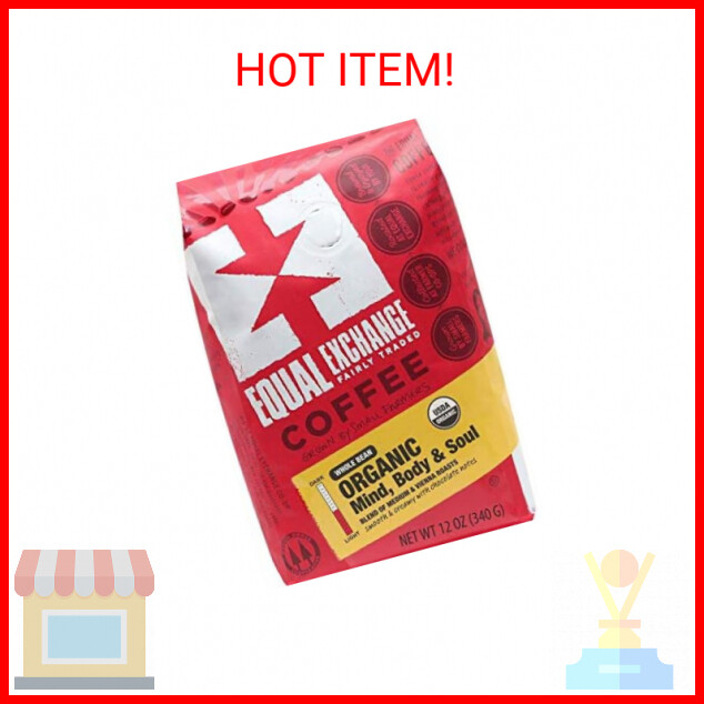 Equal Exchange Organic Whole Bean Coffee, Mind Body Soul, 12