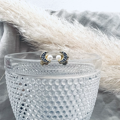 Silver half moon earrings deals