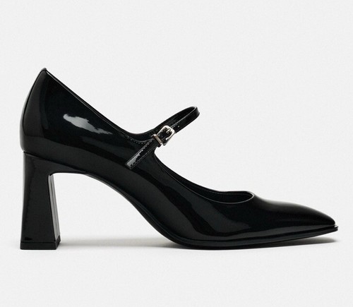 New Zara BLOCK HIGH HEEL MARY JANES,Size 8US,Color Black | eBay
