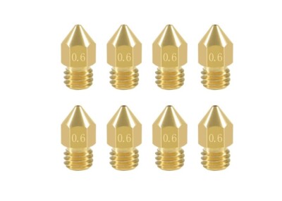 8 Pcs 0.6Mm MK8 Extruder Nozzles 3D Printer Nozzles for Creality Ender 3/3 Pro/3