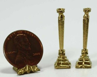 Dollhouse Miniature Set of Elegant Gold Candlesticks