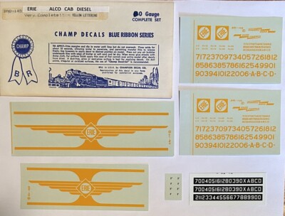 CHAMP O SCALE DECAL ERIE ALCO CAB UNIT ( VERY COMPLETE!  per pkg) #BRO-145