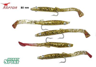 RAGLOU RAPTOR mm 80 COLORE GOLD GLITTER  conf 5 pz SPINNING TRAINA MARE
