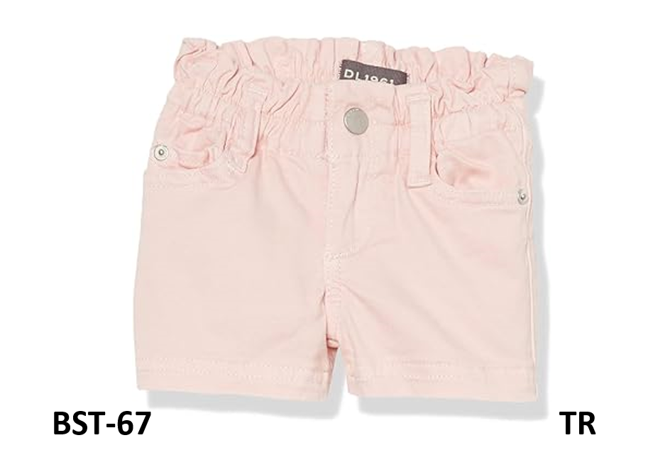 DL1961 Girls' Lucy Toddler High Rise Paperbag Shorts,Flexible Fit, Pink Peony, 6