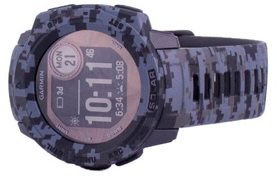 Pre-owned Garmin Instinct Solar Tactical Edition Graphite Camo Silicone Band Sort Watch