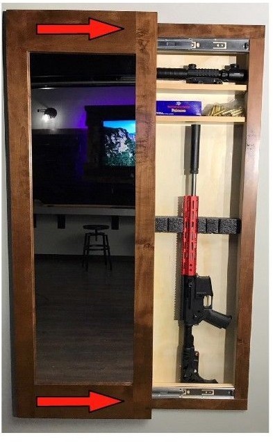 Hidden Storage Mirror In Wall Gun Safe Concealment Cabinet Rifle