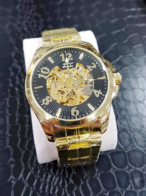 Orologio Da Polso Zcc BigNum Uomo Automatico Meccanico Casual Oro Nero lac