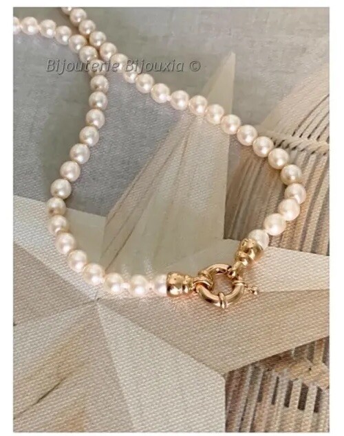 Collier Perle De Majorque 45cm Fermoir BouÃE PlaquÃ Or 18 Carats
