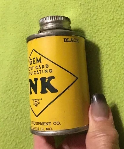 Vintage ~ INK ~ GEM ~ Post Card Duplicating ~ 1/4 Lb. Tin