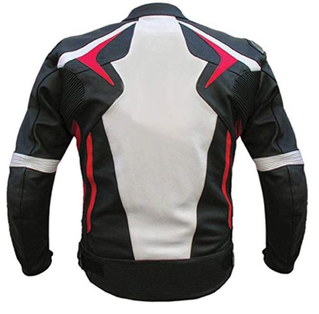 Pre-owned Classyak Men's Genuine Leather Red N White Motorbike Jacket