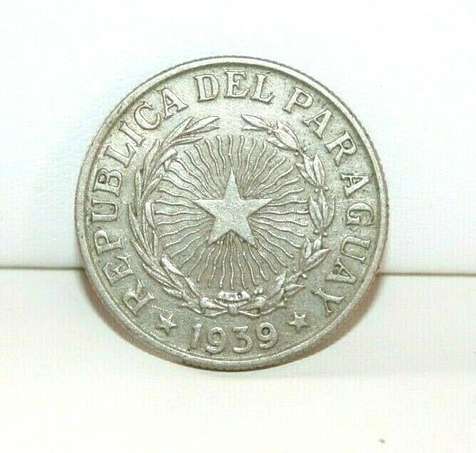 1939 Paraguay 5 Five Pesos Coin KM 18