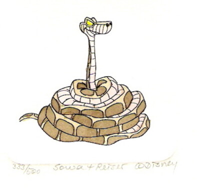 WALT DISNEY JUNGLE BOOK SNAKE 'KAA' HAND PAINTED LTD ED ETCHING