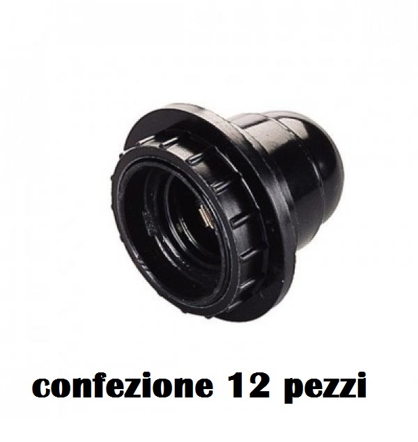 Set 12 Pezzi Portalampada Portalampade Nero Con Ghiera E27 Lampadari moc