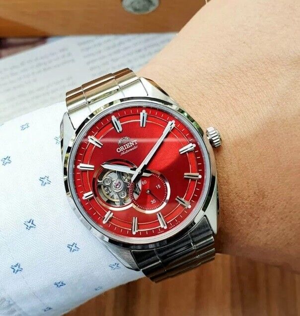 Pre-owned Orient Ra-ar0010r10b Red Analog Automatic Semi-skeleton Dial Men's Casual Watch