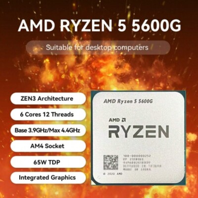 NEW AMD Ryzen 5 5600g Six-Core 3.9 GHz AM4 Desktop CPU Processor (100-000000252)