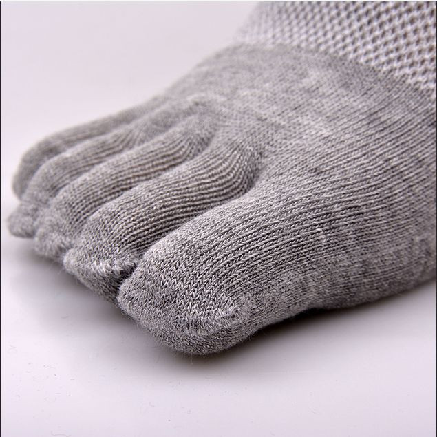 6Pair Men Low Cut Five Finger Toe Casual Breathe Sport Combed Cotton Ankle Socks