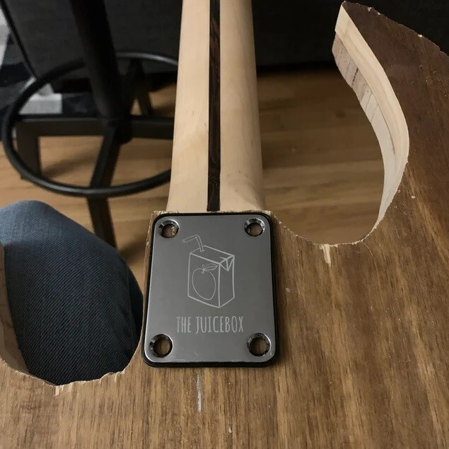 Custom Engraved CHROME PLATED Guitar Neck Plate - 4 Hole Fender Guitar Style