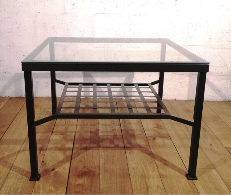 IKEA glass metal modern coffee table long large granas toughened steel