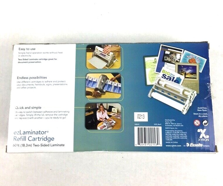 Xyron ezLaminator Refill Cartridge 60ft Two Sided Laminate Sealed Bag