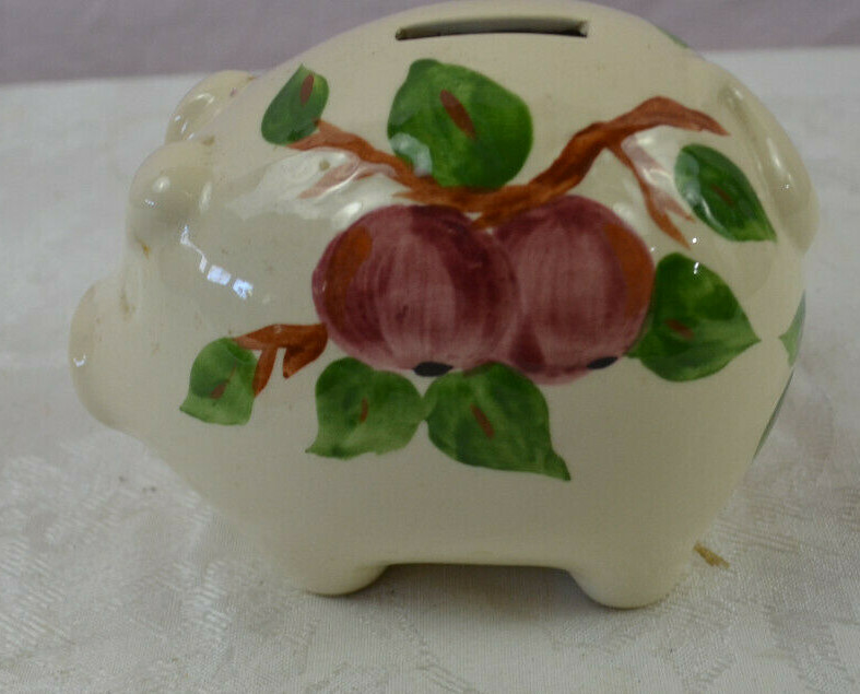 Rare Franciscan Apple Pattern Piggy Bank With Oval Hole made in England