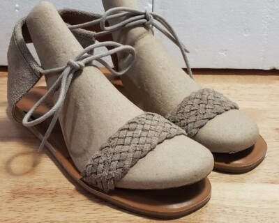    LUCKY BRAND Adannta Ankle Tie Sandal Roasted Cashew Suede Leather New 10