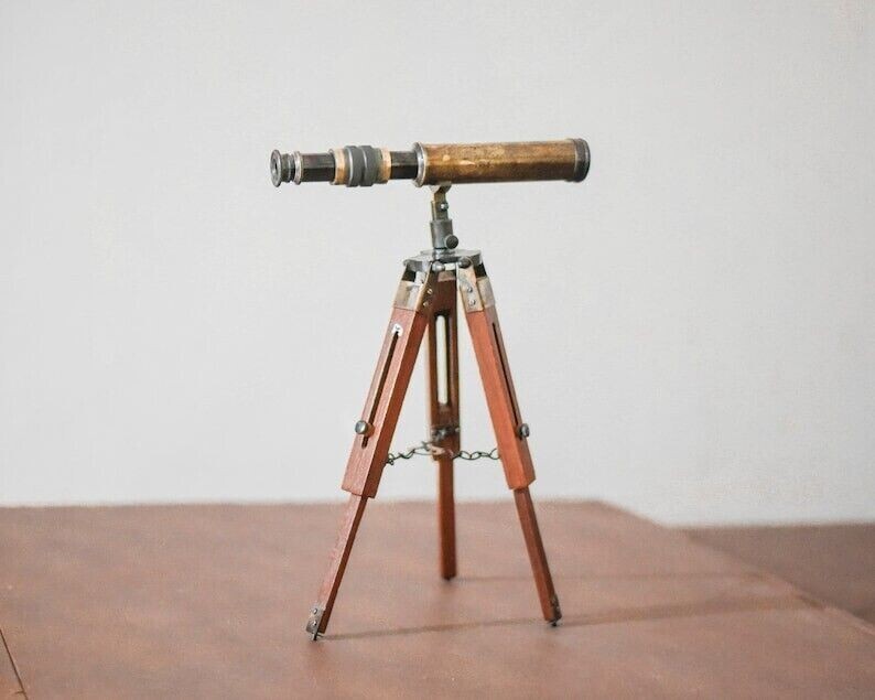 Antique Vintage Telescope With Wooden New Tripod - Unique Corporate, Groomsmen