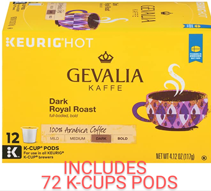 GEVALIA Dark Royal Roast Coffee, K-CUP Pods, 72 count