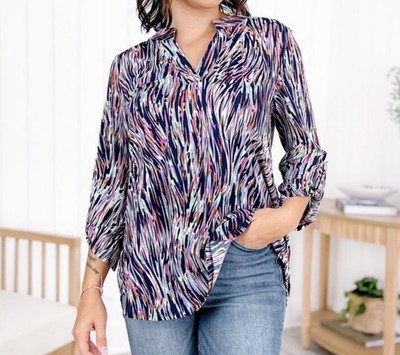 Boutique DEAR SCARLETT Stretch Abstract Print Tunic Top Size Medium