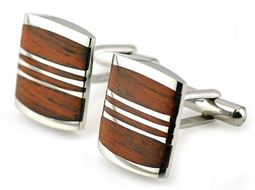 Gemelos de acero inoxidable de madera para De hombre