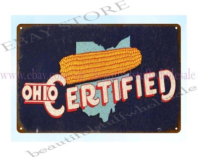 Ohio cottage farm seed corn metal tin sign kitchen interior design